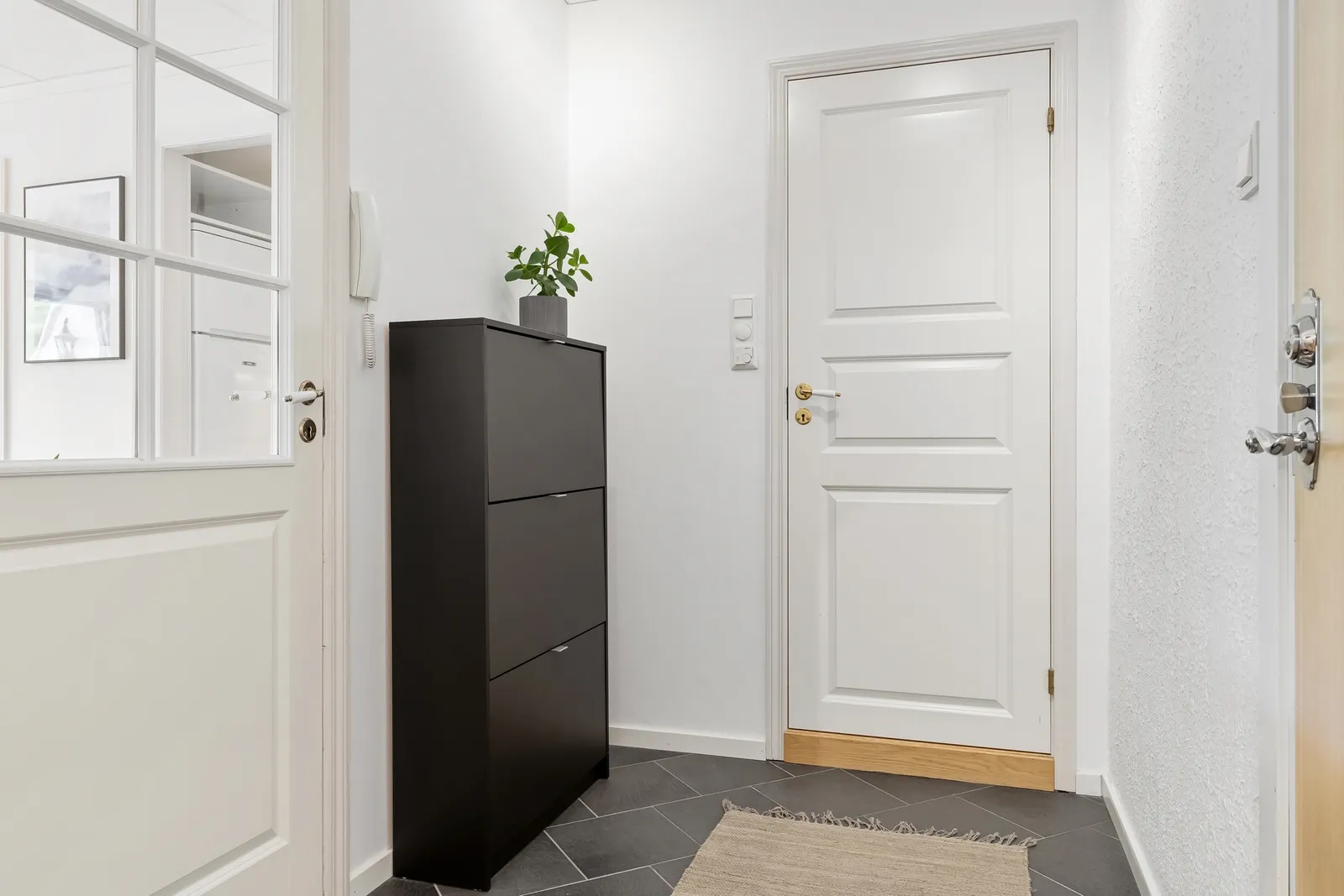 White paneled interior doors with clean casing